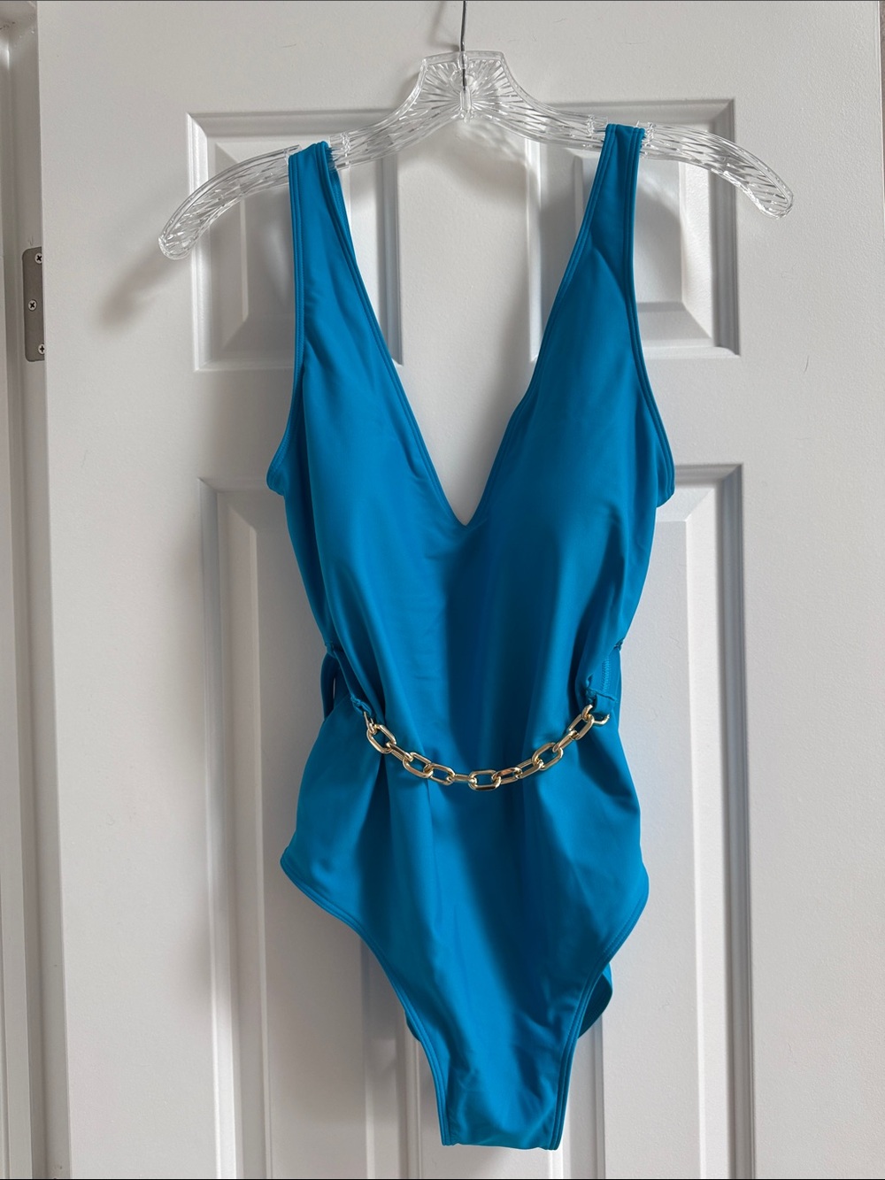 Summersalt Teal One-Piece Swimsuit with Gold Chain Accent- size 8